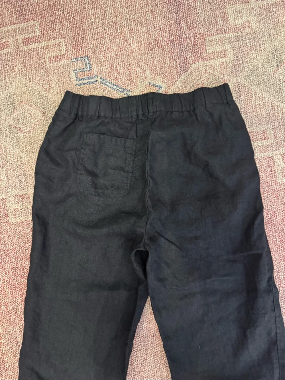 Quince black linen pull on pants size small petite like new